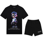 FesFas hiphop boy-print T-shirt Set | Black