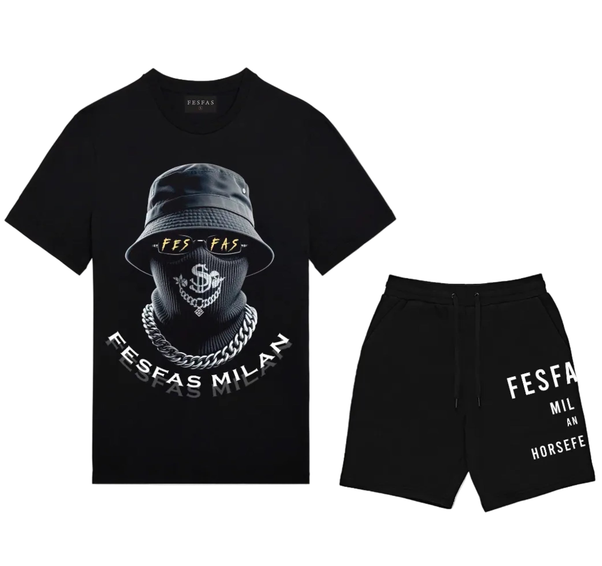 FesFas hidden boss-print T-shirt Set | Black
