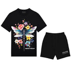 FesFas colorful dragonfly-print T-shirt Set | Black