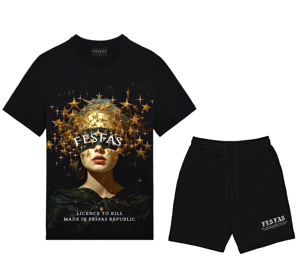 FesFas twinkle stars-print T-shirt Set | Black
