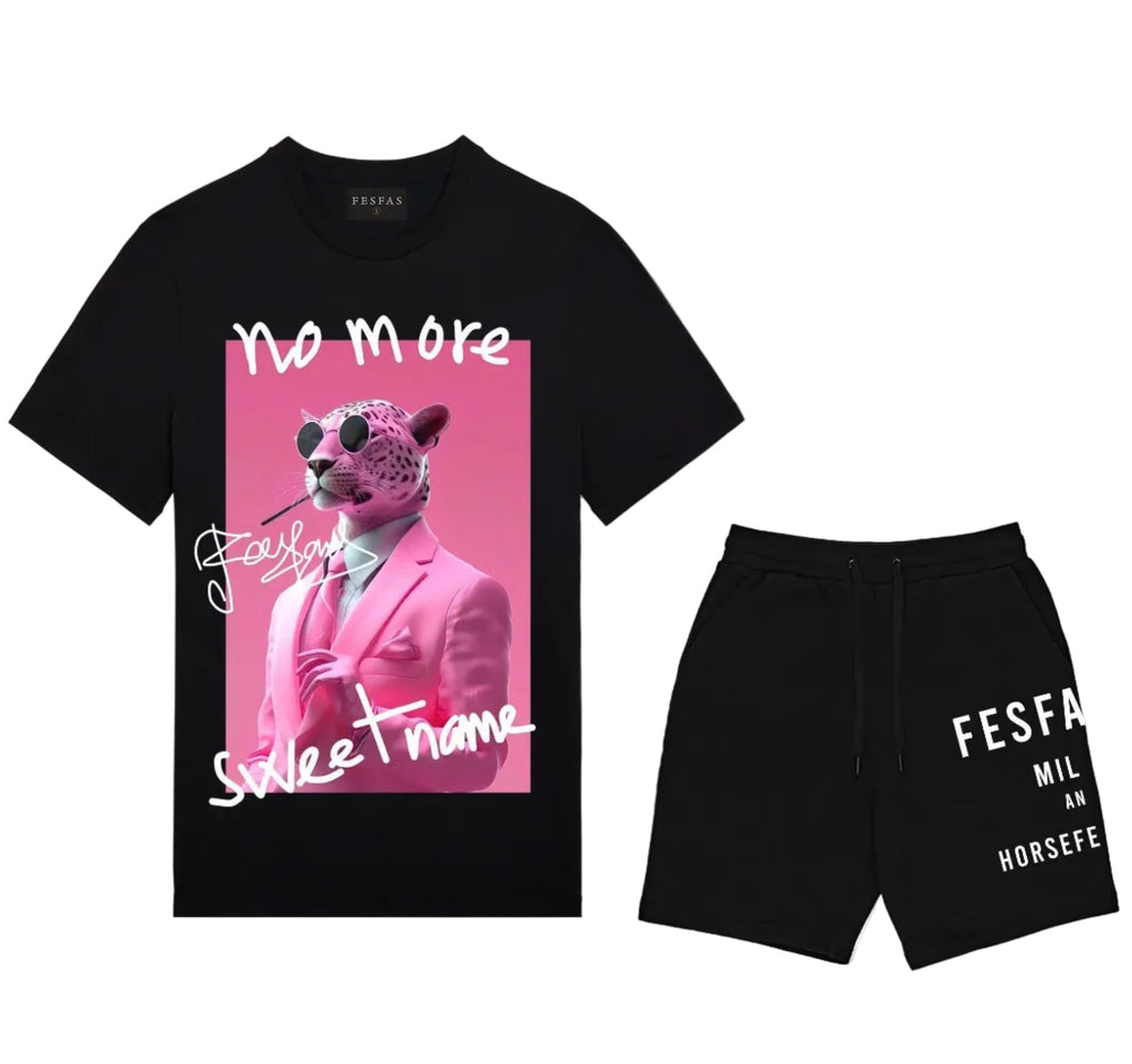 FesFas panther-print T-shirt Set | Black