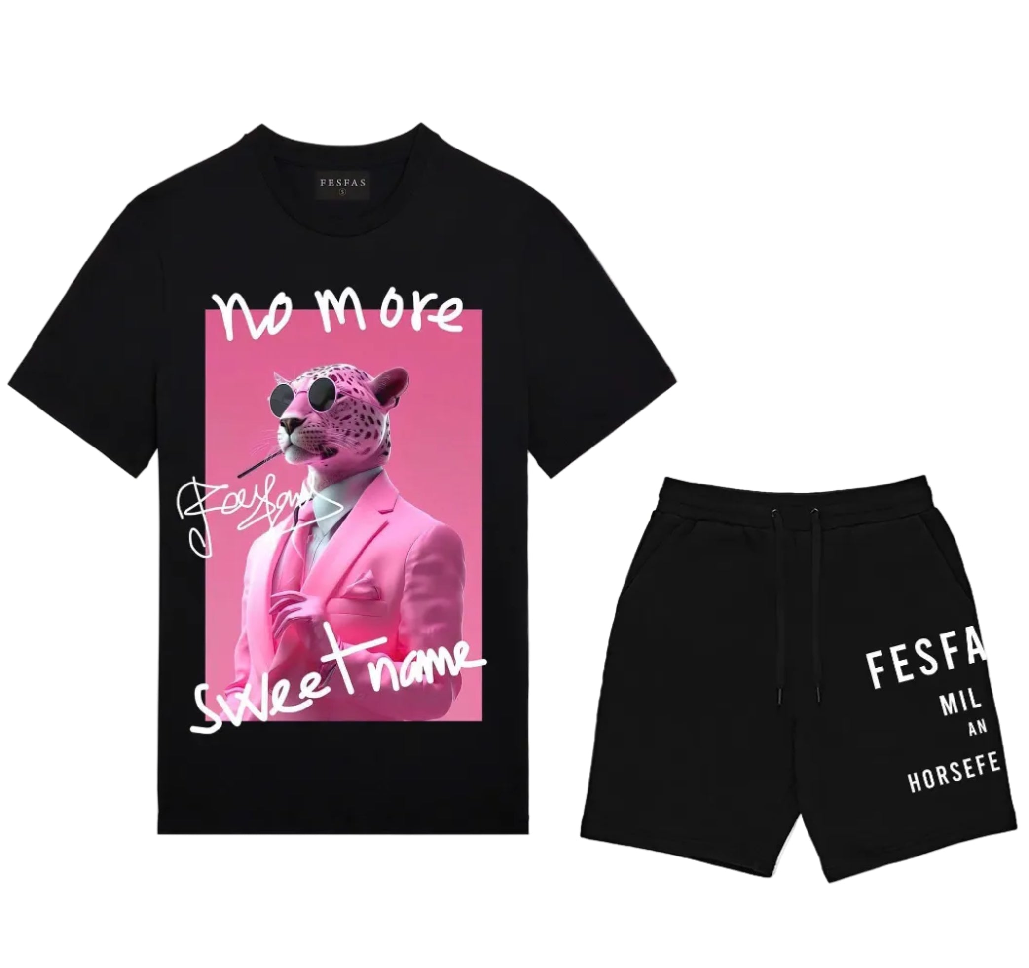 FesFas panther-print T-shirt Set | Black