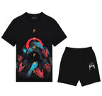 FesFas magic hands-print T-shirt Set | Black