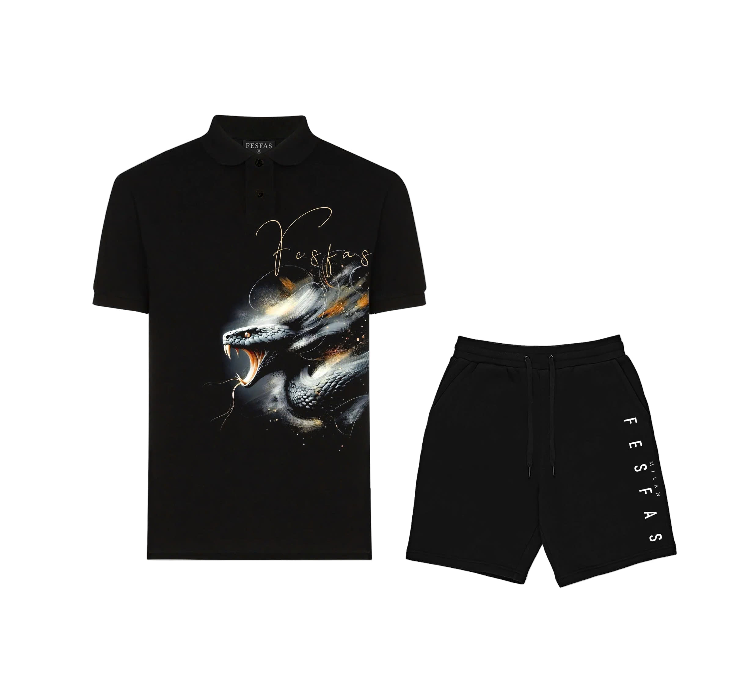 FesFas King Cobra-print Polo Shirt | Black
