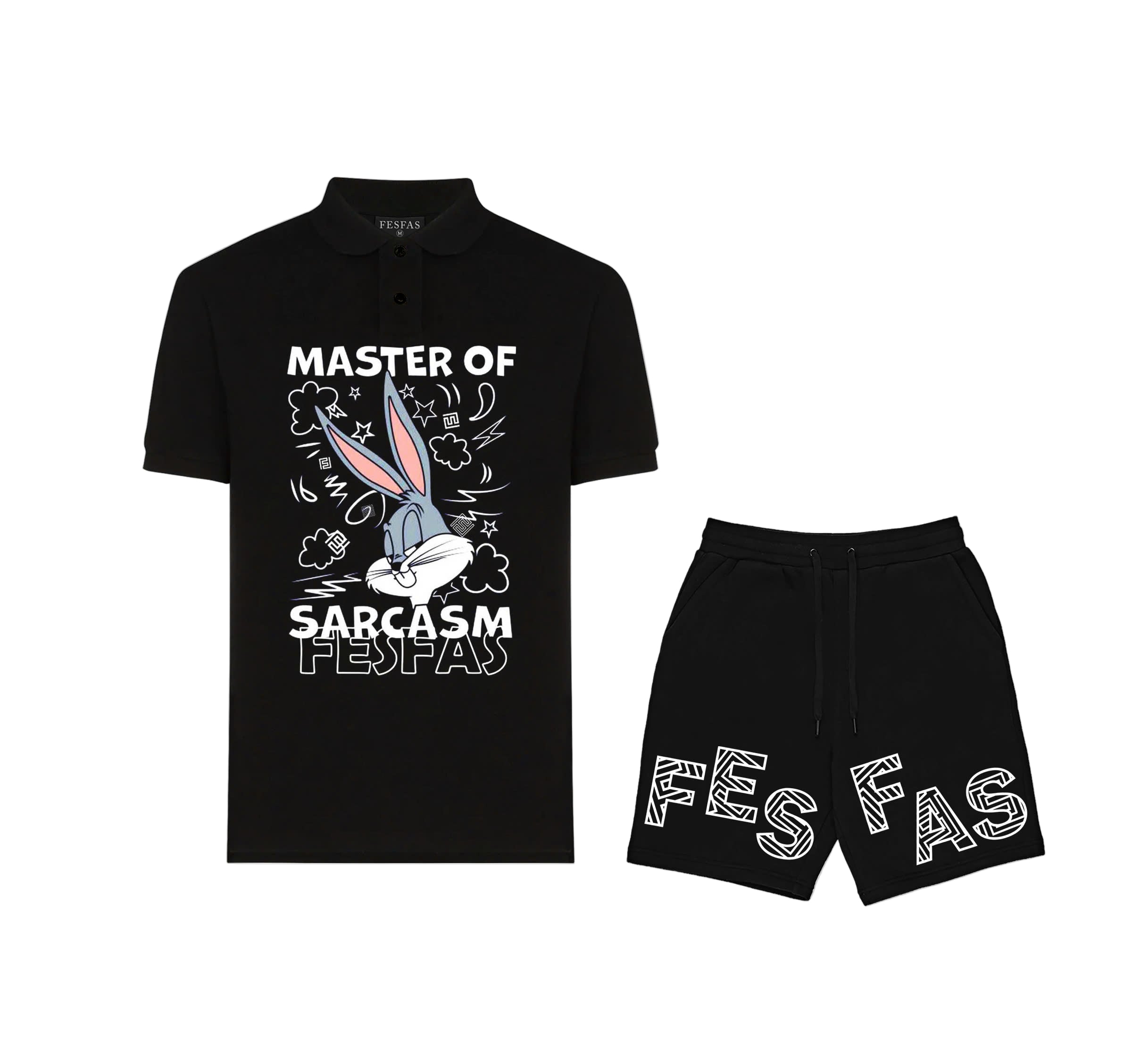 FesFas Rabbit-print Polo Shirt | Black