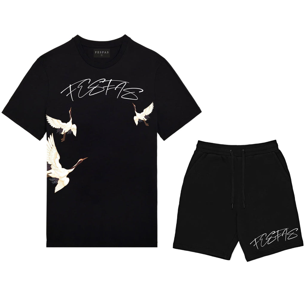 FesFas crane-print T-shirt | Black
