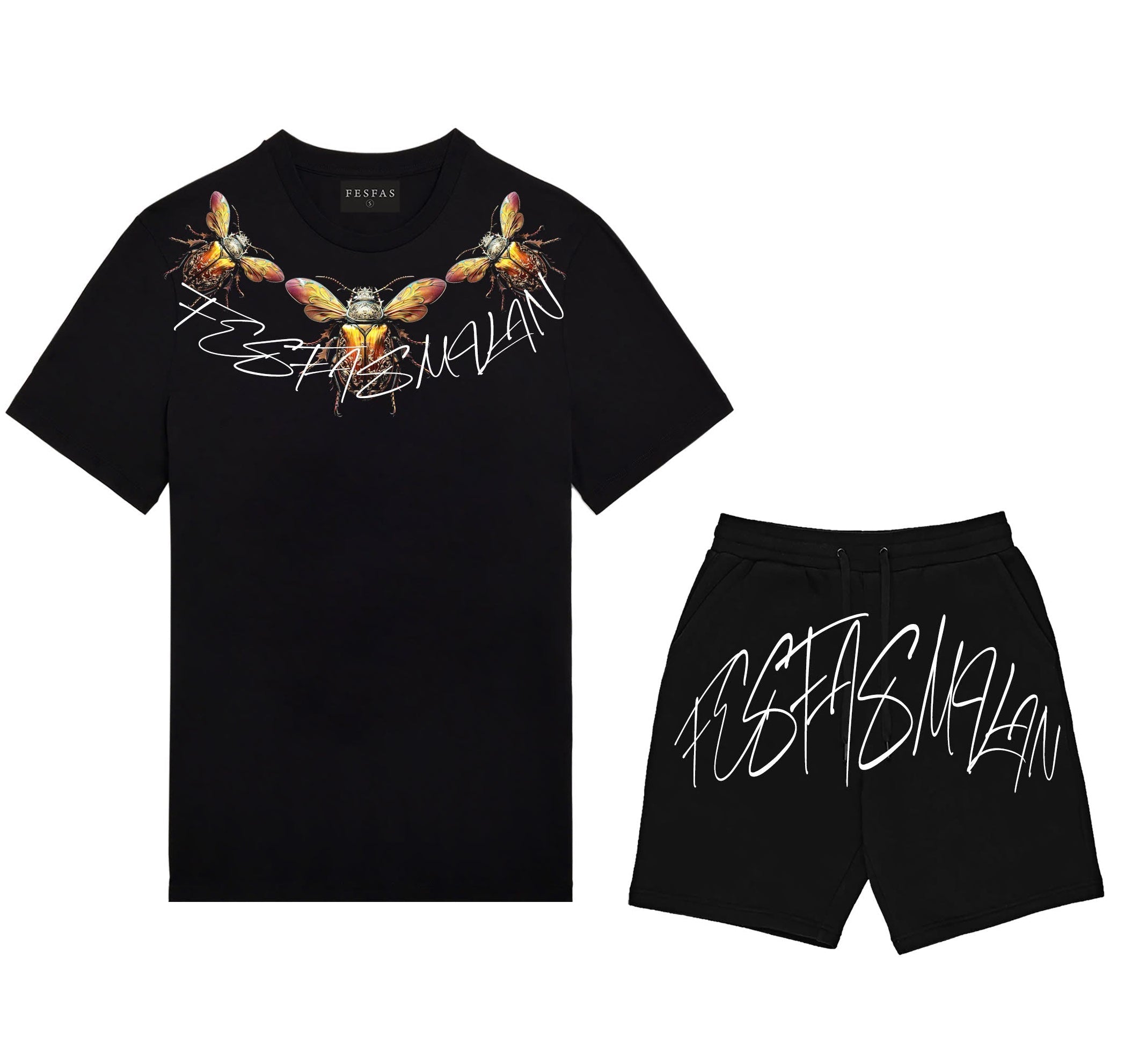 FesFas beetles-print T-shirt | Black
