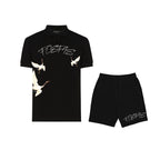 FesFas Crane-print Polo Shirt | Black