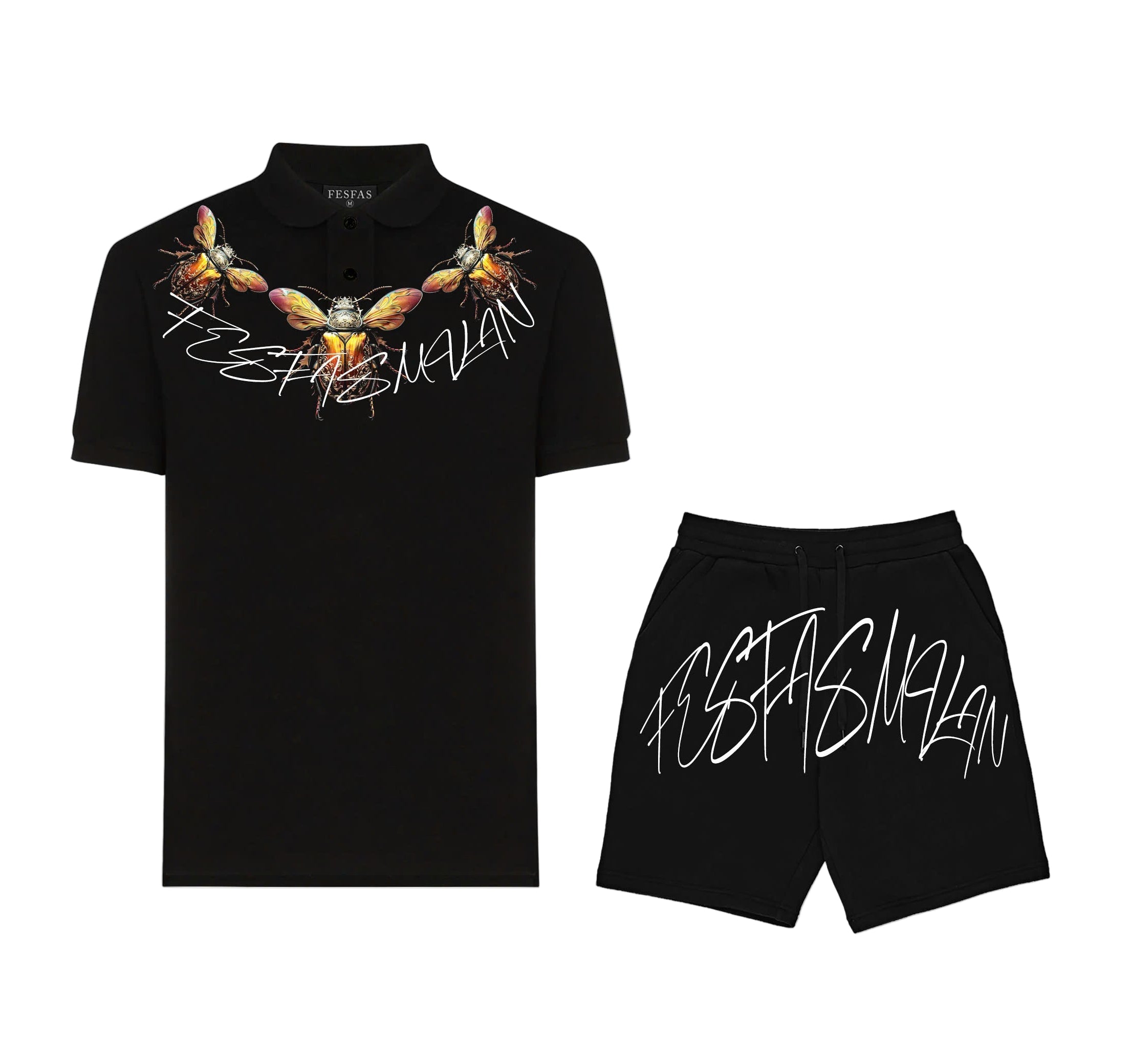FesFas Beetle-print Polo Shirt | Black
