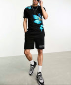 FesFas blue dragonfly-print T-shirt Set | Black