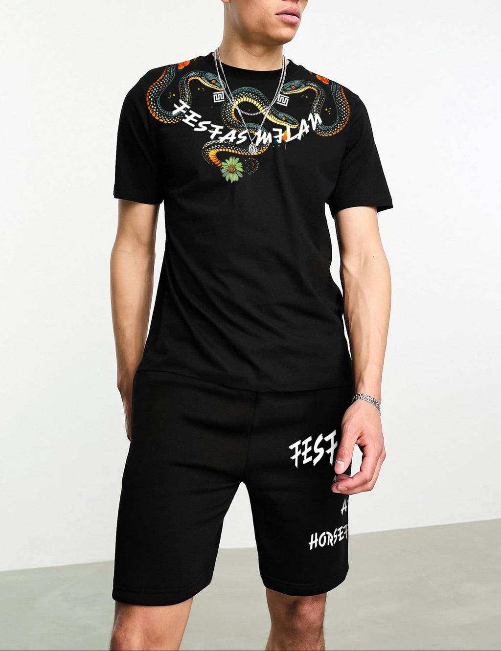 FesFas viper-print T-shirt | Black