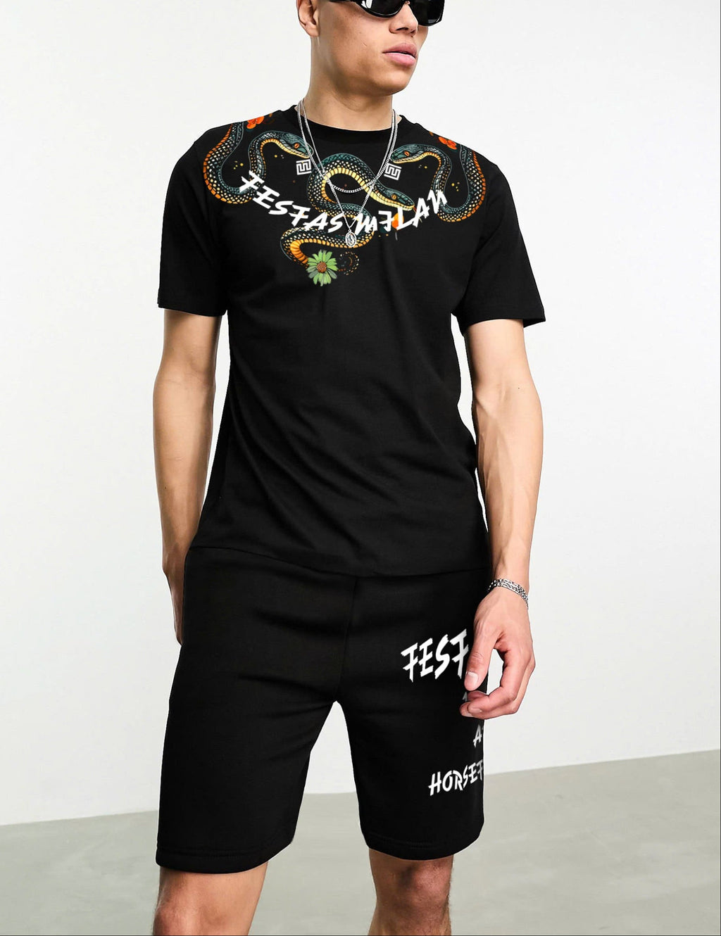 FesFas viper-print T-shirt Set | Black