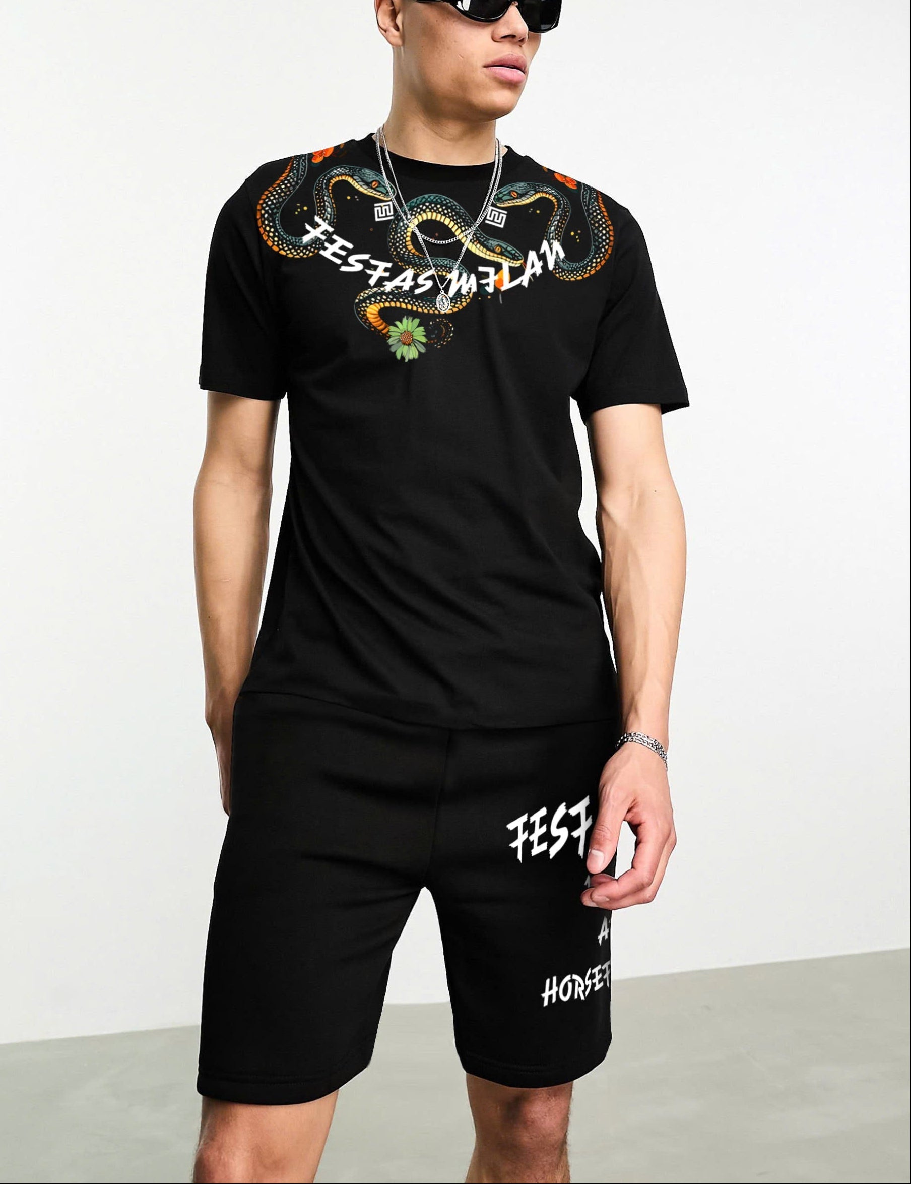 FesFas viper-print T-shirt Set | Black