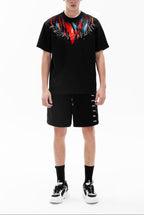FesFas red feathers-print T-shirt | Black