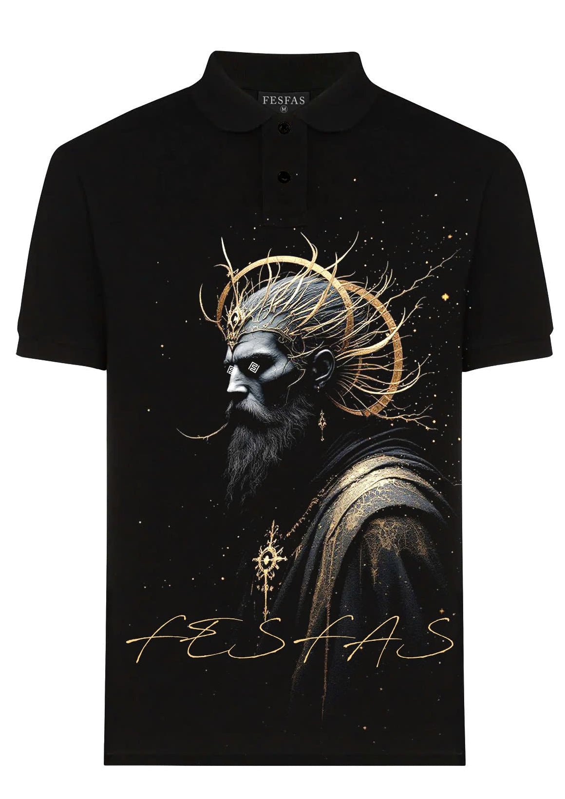 FesFas Egyptian-print Polo Shirt | Men | Black