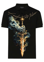 FesFas Sword-print Polo Shirt | Black