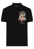 FesFas Heart-print Polo Shirt | Black