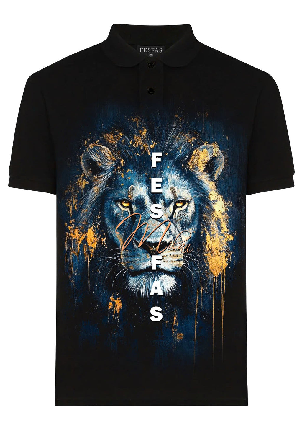 FesFas Lion-print Polo Shirt | Black