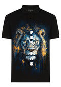FesFas Lion-print Polo Shirt | Black