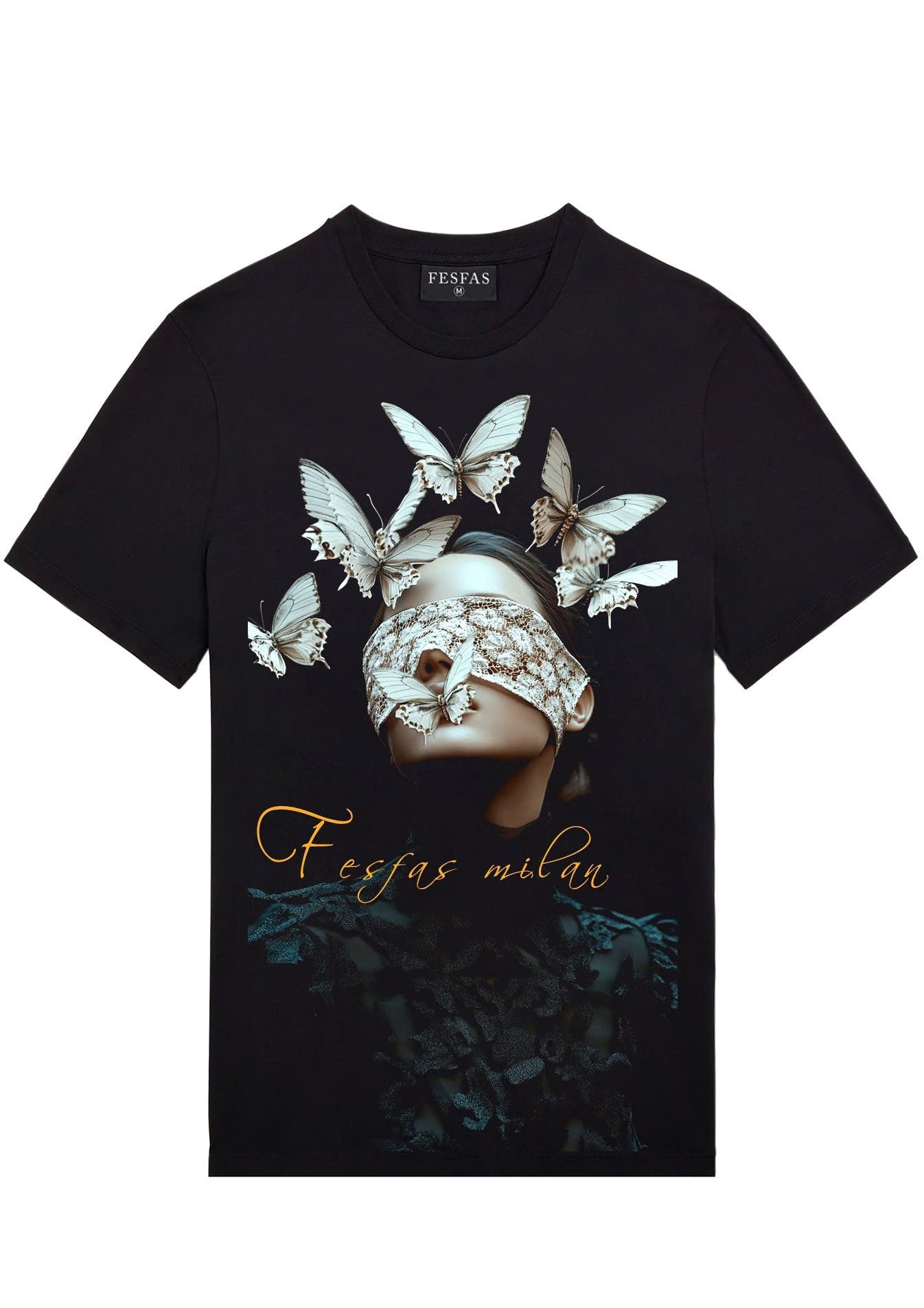 FesFas butterfly-print T-shirt | Black