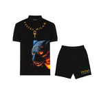 FesFas Panther-print Polo Shirt | Black