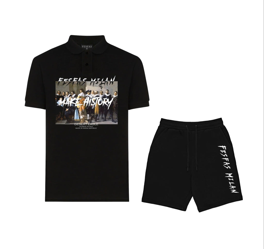 FesFas "Make History"-print Polo Shirt | Black
