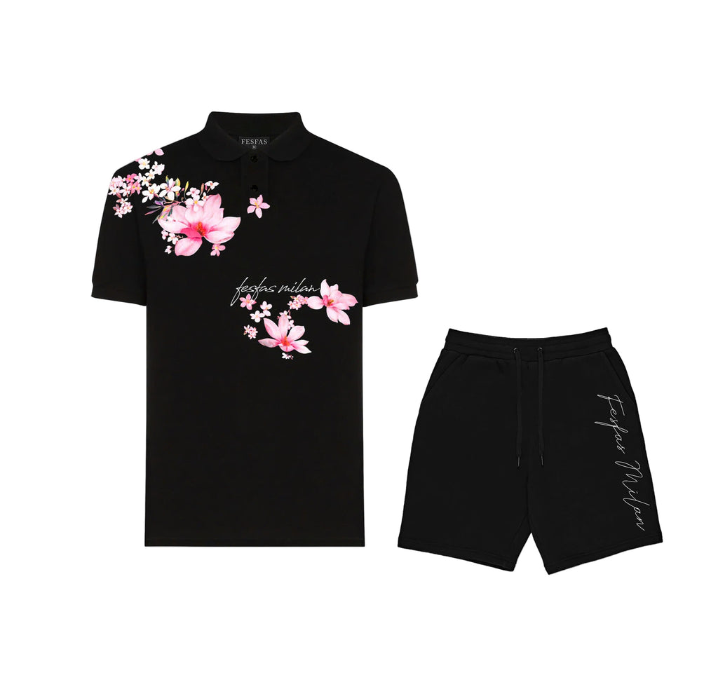 FesFas Floral-print Polo Shirt | Black