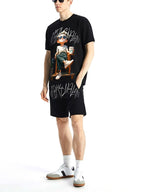 FesFas chill guy-print T-shirt Set | Black