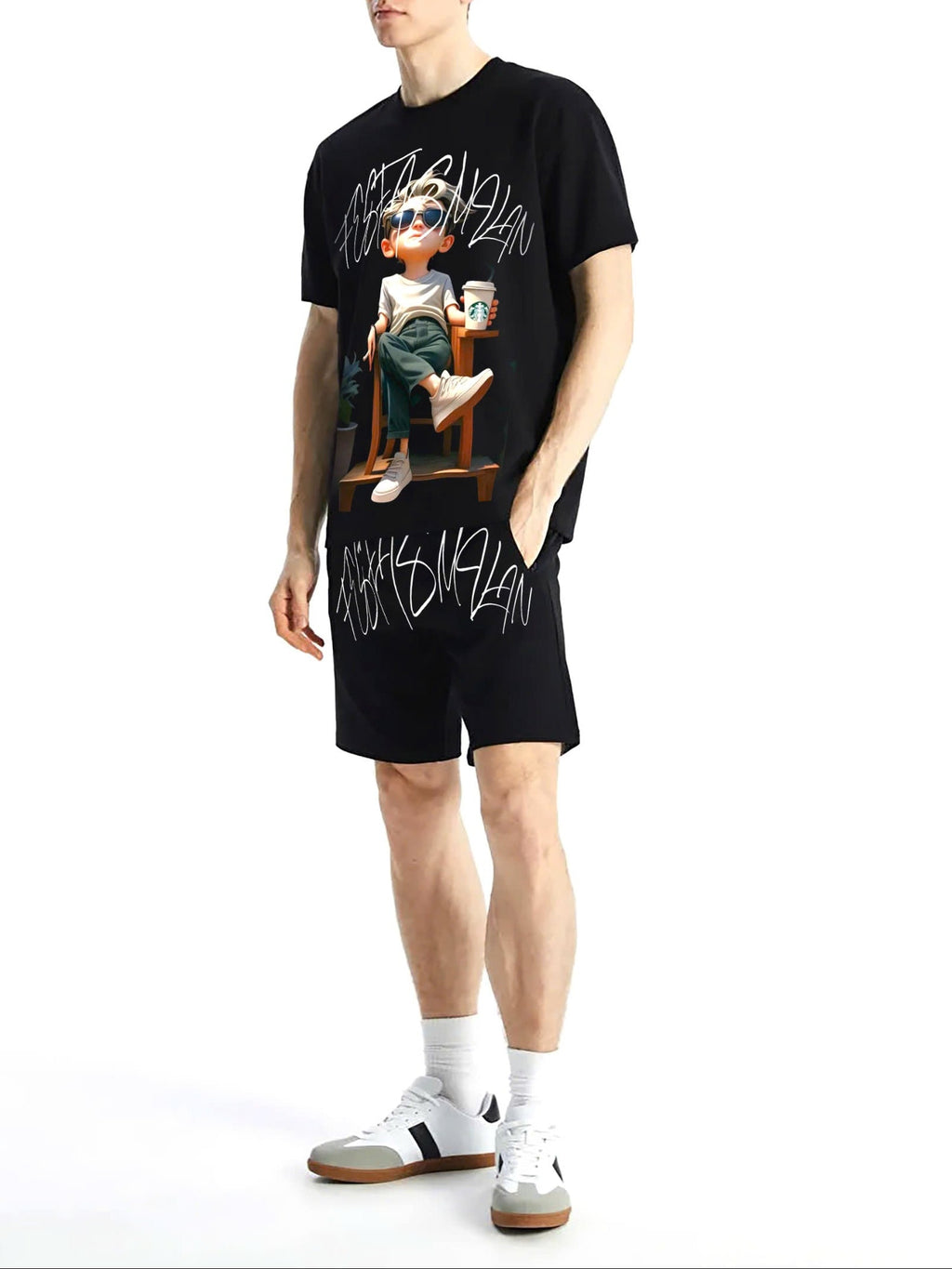 FesFas relax boy-print T-shirt | Black