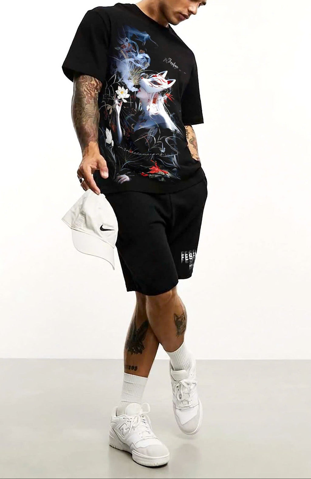 FesFas japanese tattoo-print T-shirt | Black