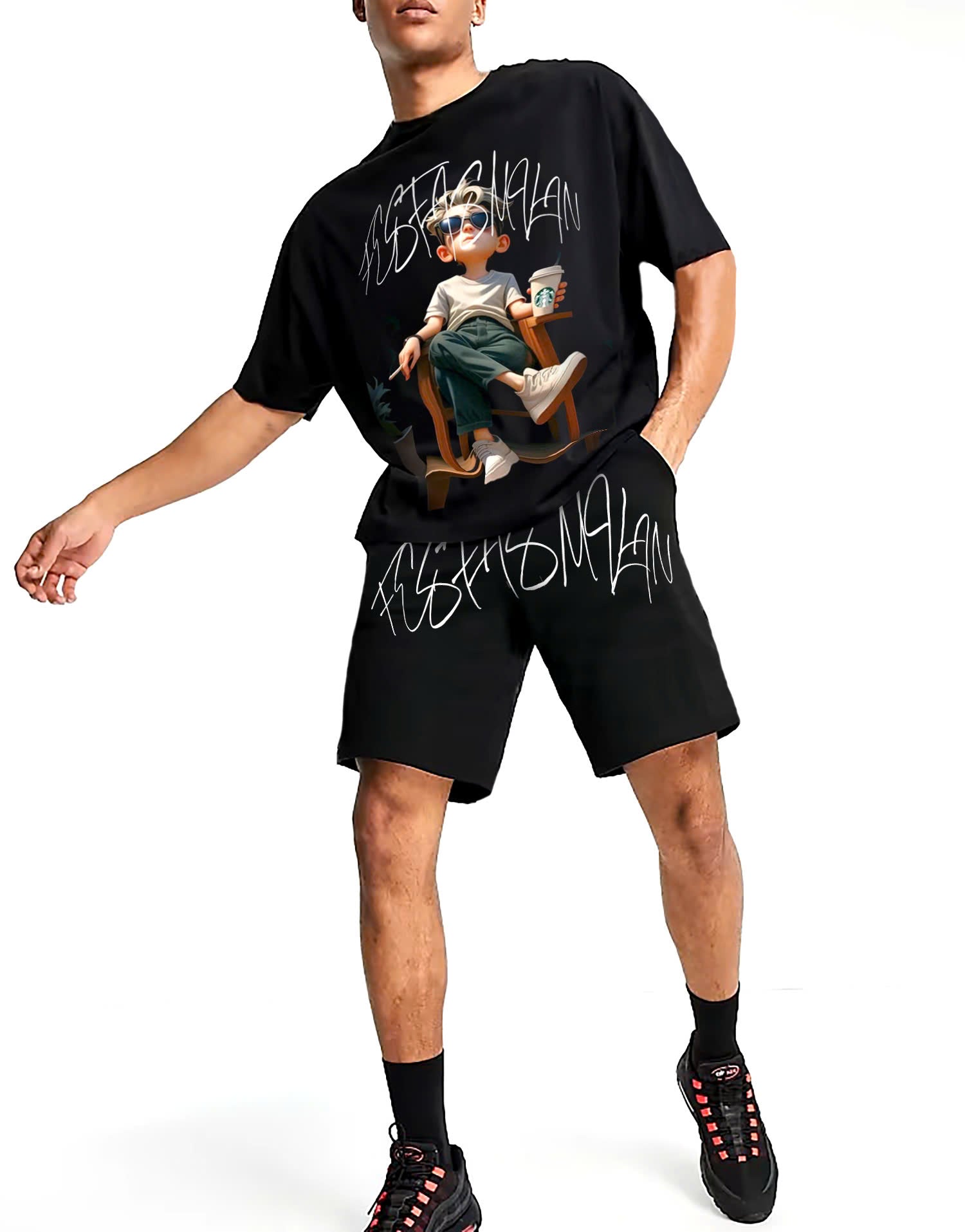 FesFas relax boy-print T-shirt | Black