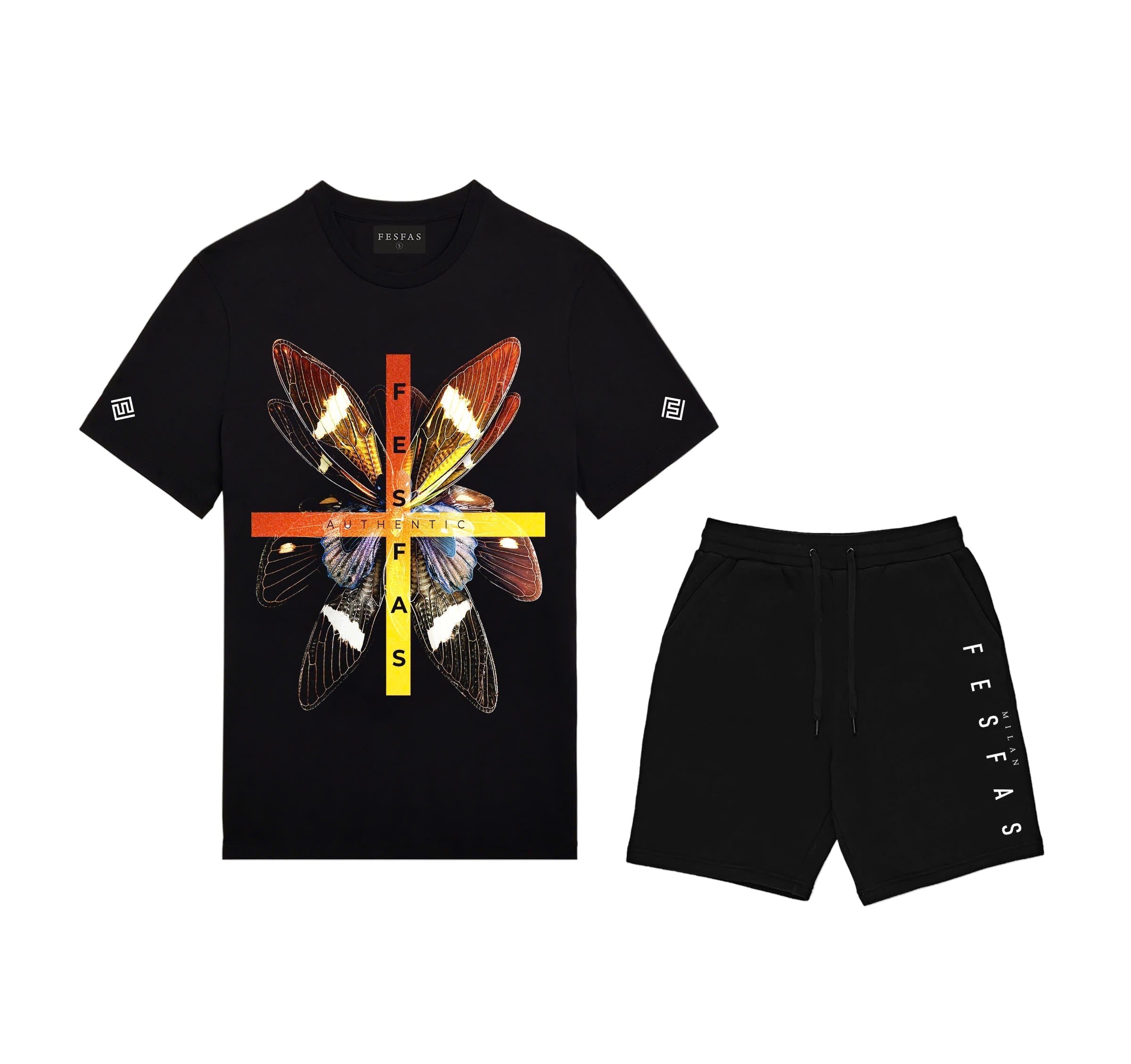 FesFas butterfly-print T-shirt | Black