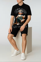 FesFas Relaxed Boy-print Polo Shirt | Black