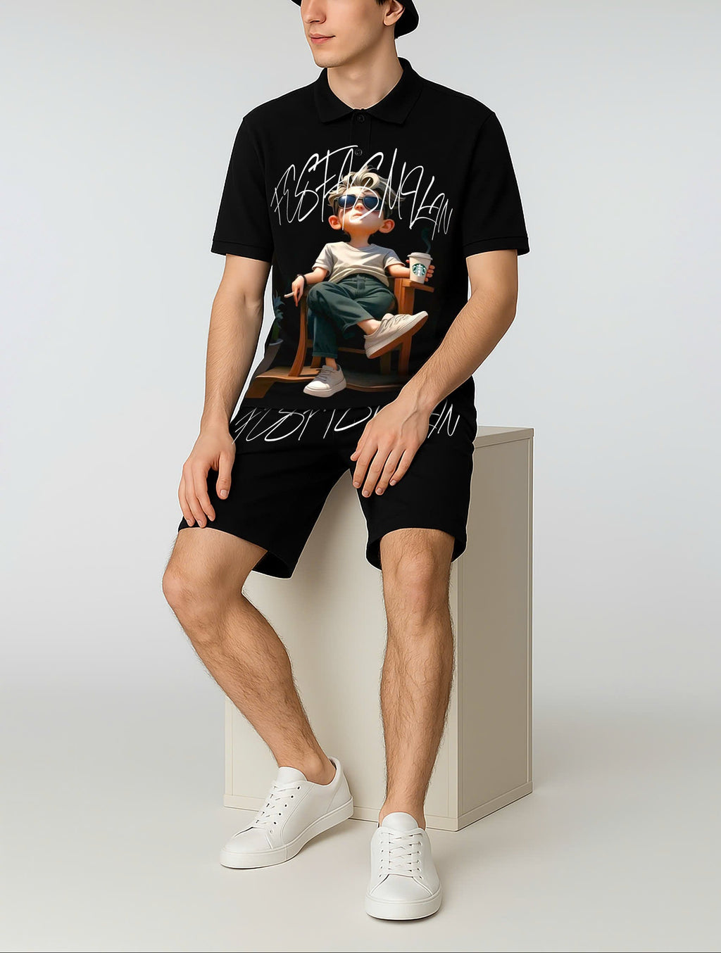 FesFas chill boy-print Polo Set | Black