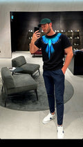 FesFas blue wings-print T-shirt | Black