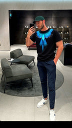 FesFas blue wings-print T-shirt | Black