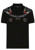 FesFas Swallow-print Polo Shirt | Men | Black