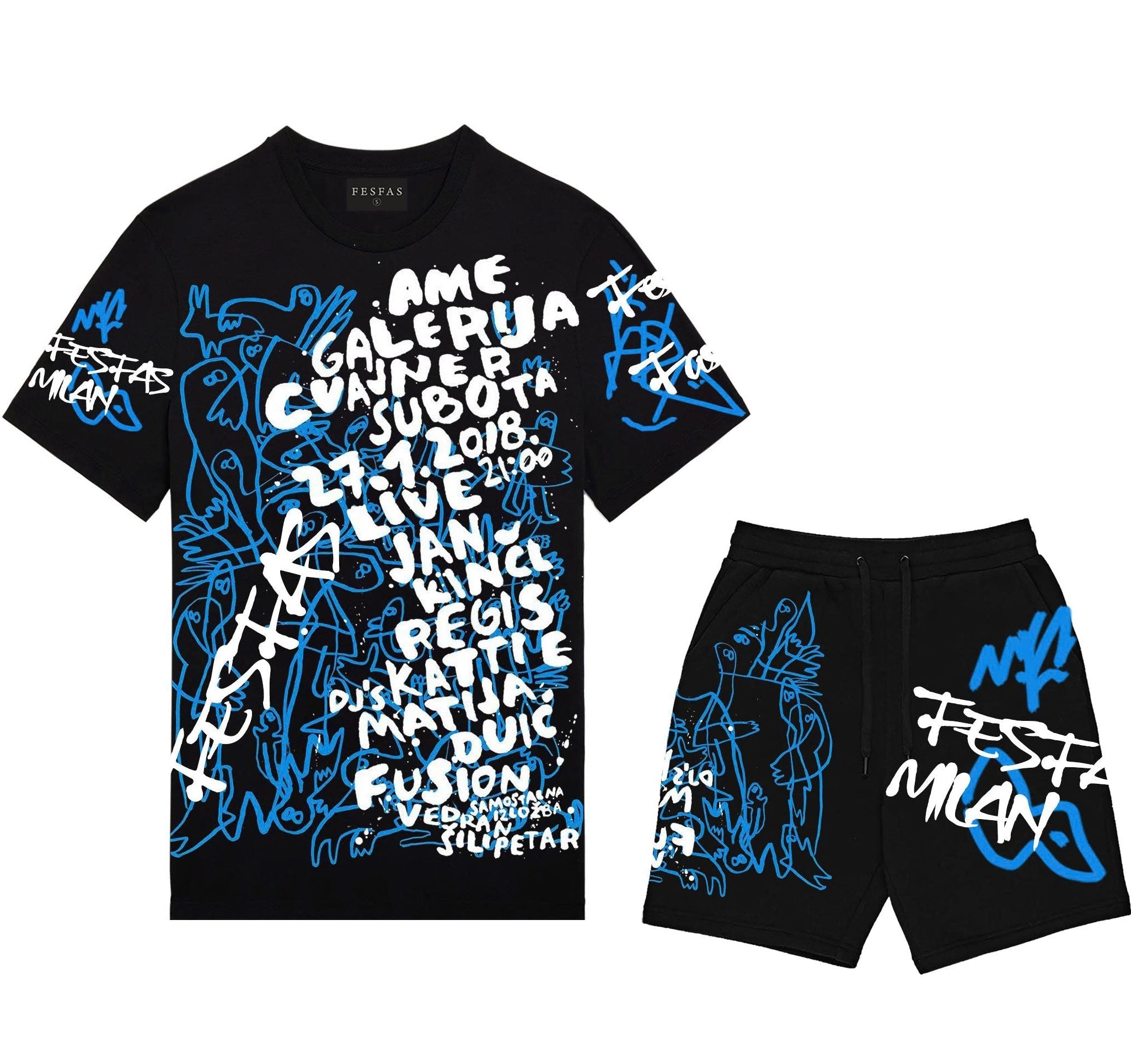 FesFas graphic-print T-shirt Set | Black | Men