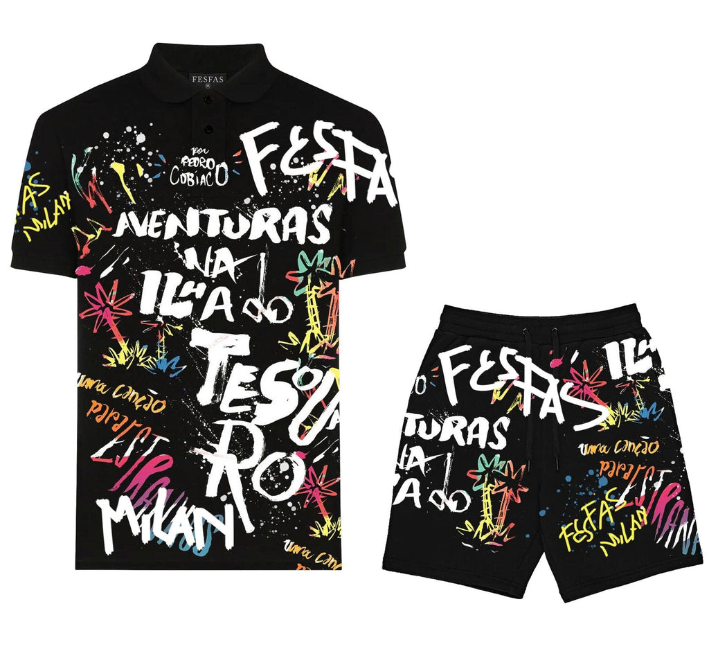 FesFas Hologram-print Polo Set | Men | Black