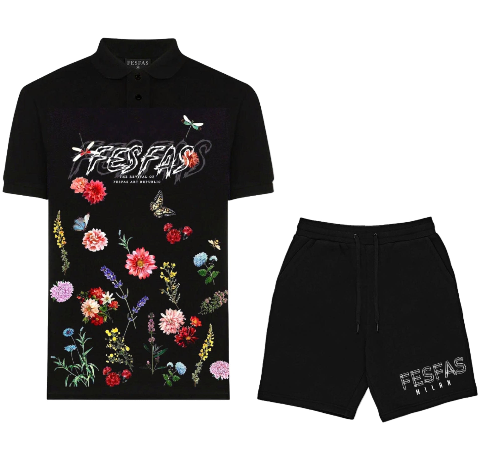 FesFas Floral-print Polo Shirt | Black