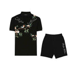 FesFas Floral Bird-print Polo Shirt | Black
