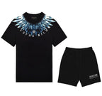 FesFas blue feathers-print T-shirt Set | Black