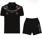 FesFas Swallow-print Polo Shirt | Black