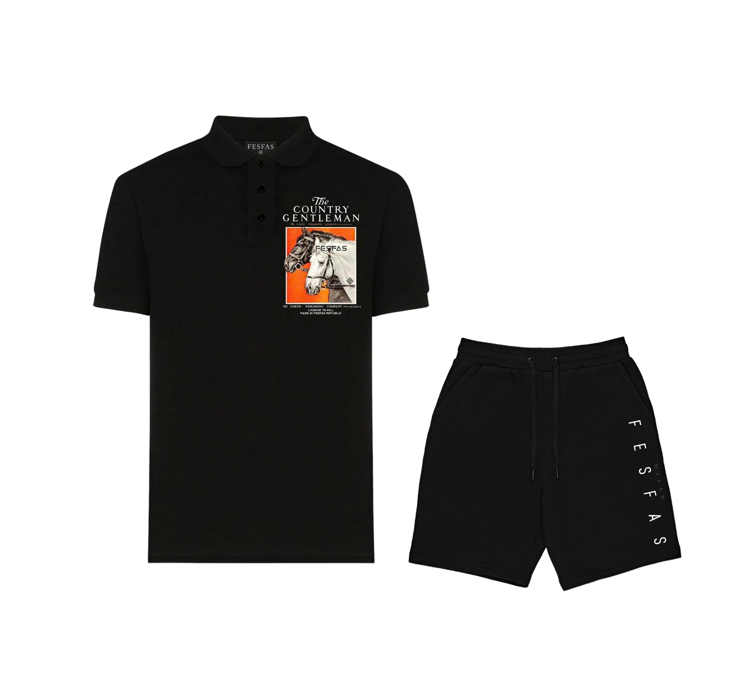 FesFas Horse-print Polo Shirt | Black