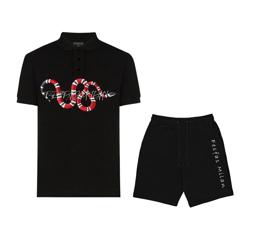 FesFas Snake-print Polo Shirt | Black