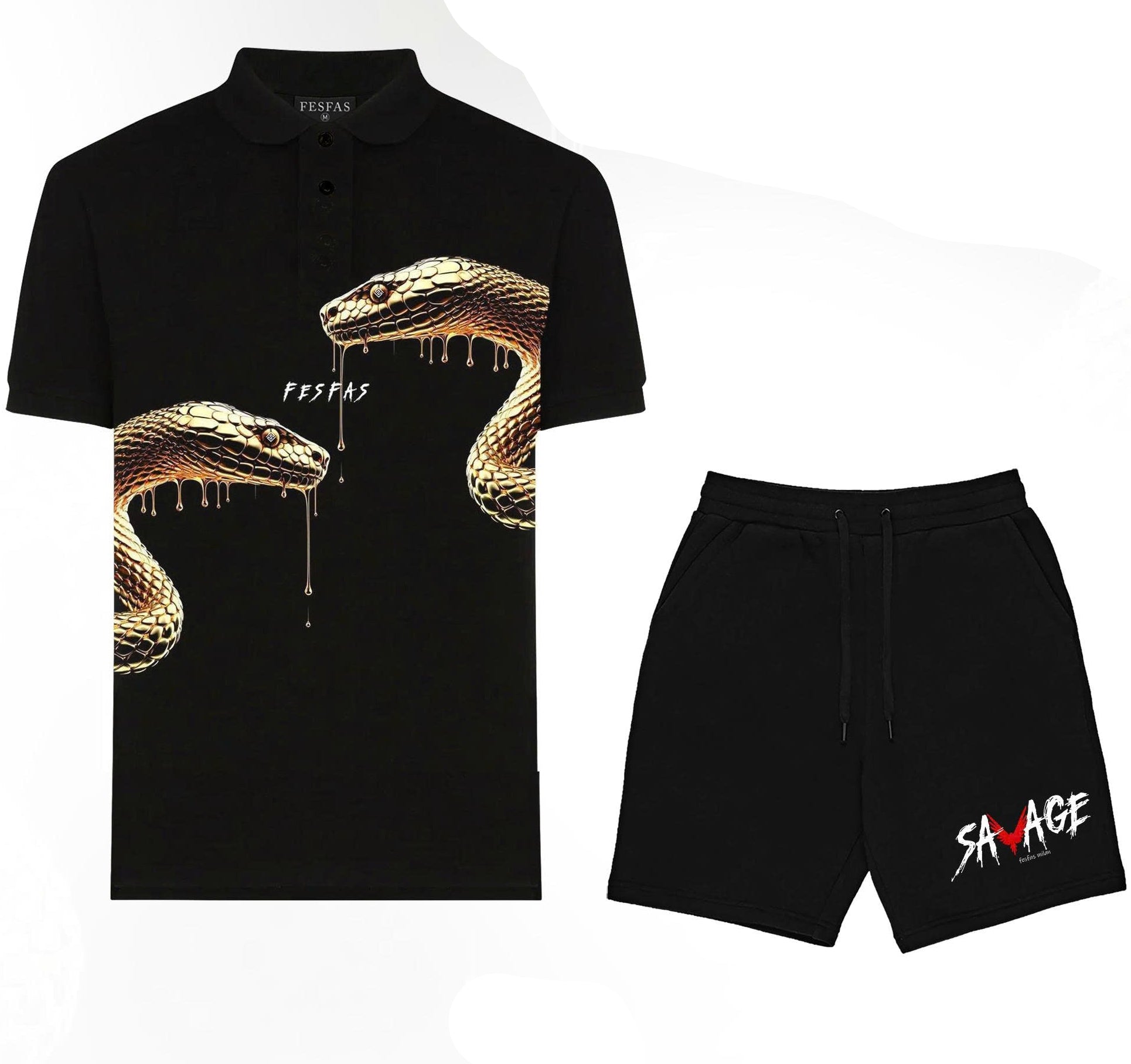 FesFas Snake-print Polo Shirt | Black