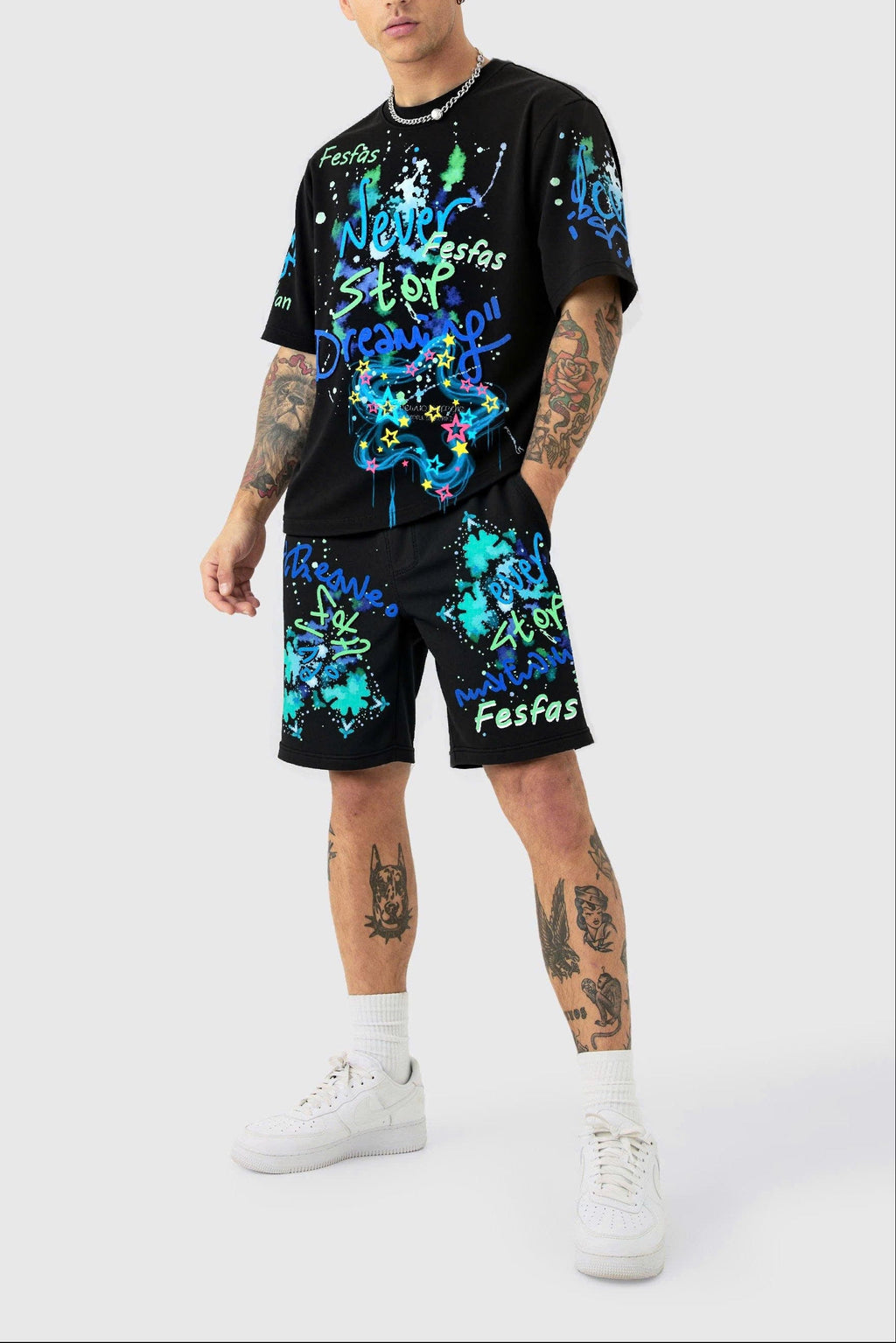 FesFas graphic-print T-shirt Set | Black
