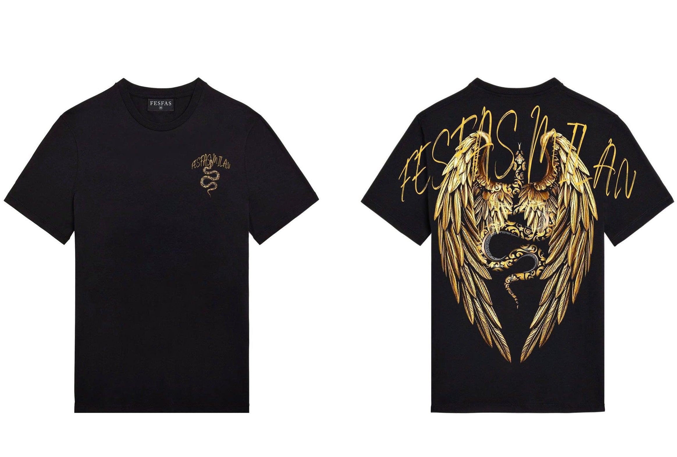 FesFas golden wings-print T-shirt | Black | Men