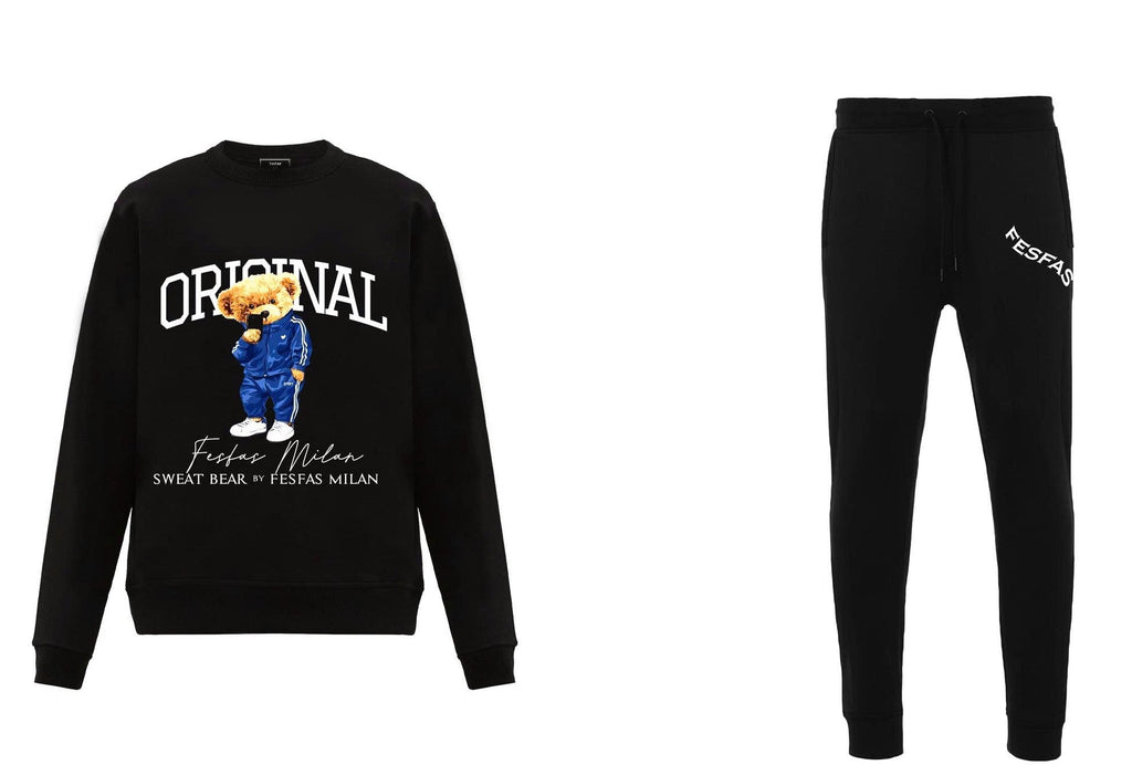 FesFas Bear-print Sweatshirt Set | Black