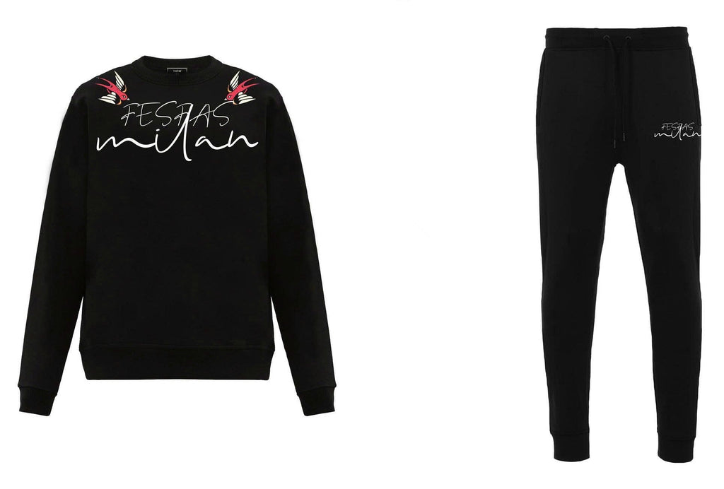 FesFas Graphic-print Sweatshirt Set | Black